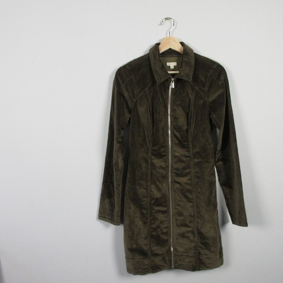 Anthropologie Pilcro Corduroy Dress 6 Green Cotton Zip-up Casual Career Boho 538 - Picture 1 of 13